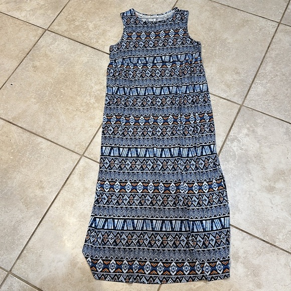 Koolaburra by Ugg Blue Printed Sleeveless Knit Maxi Dress M - Picture 2 of 7